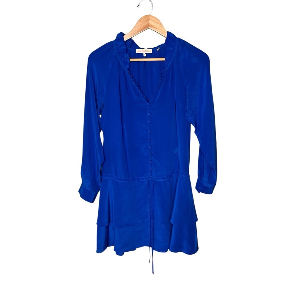 Rebecca Taylor Electric Blue Silk Shirt Dress
